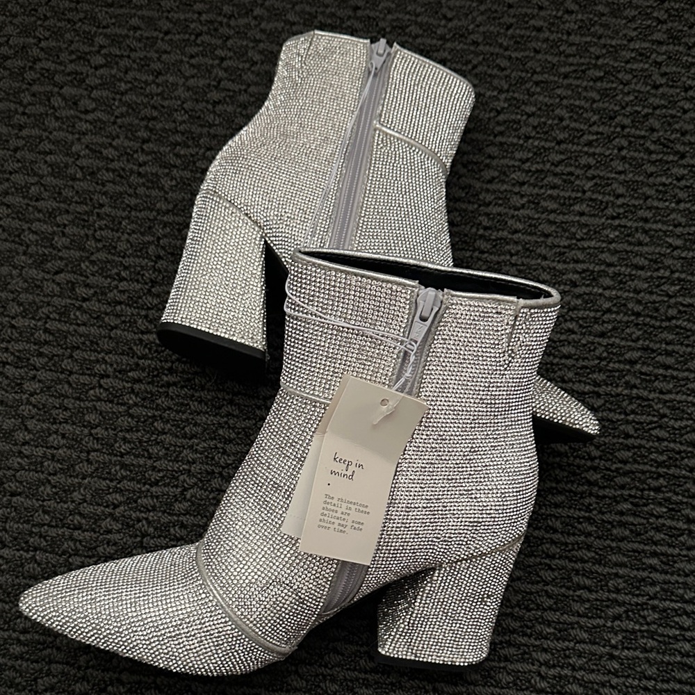NWT Rhinestone Pointed-Toe Ankle Booties - Picture 6 of 17